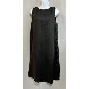 Reformation Black Sleeveless‎ Midi Dress side Buttons Lagenlook Sz X-Small